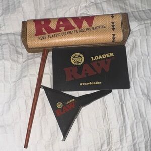 RAW Hemp Plastic Cigarette Rolling Machine Set - Brown and Black